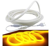 FOLGEMIR 2m Ruban de néon ronde, luminescent à 360° - Jaune, Bande LED 2835 SMD 120 LEDs/m, éclairage lumineux sans points de lumière, 220V 230V strip, IP65 étanche, DIY décoration