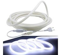 FOLGEMIR 5m Ruban de néon ronde, luminescent à 360° - Blanc Froid, Bande LED 2835 SMD 120 LEDs/m, éclairage lumineux sans points de lumière, 220V 230V strip, IP65 étanche, DIY décoration