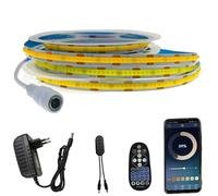 FOLGEMIR Ruban à COB LED 4m Blanc Neutre 4000K, dimmable 8mm bande lumineuse, contrôle Bluetooth APP avec alimentation 12V+ télécommande RF, auto-adhésif, flexible