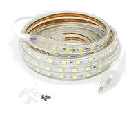 FOLGEMIR Ruban à LED 12m Blanc Froid, Bande Lumineuse 220V 230V, 60 Leds/m strip, IP65 étanche, rétro-éclairage doux