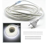 FOLGEMIR Ruban à LED 15m Blanc Froid, Bande 2835 SMD 144 LEDs/m, 220V 230V Strip, éclairage très lumineux - env. 900 LM par mètre, IP65 étanche