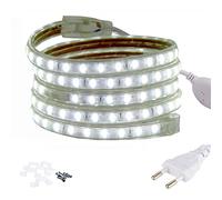 FOLGEMIR Ruban à LED 2m Blanc Froid, Bande Lumineuse 220V 230V, 5050 SMD 60 Leds/m strip, IP65 étanche, rétro-éclairage lumineux