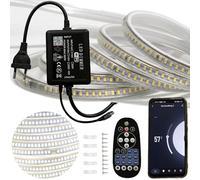 FOLGEMIR Ruban à LED 3m Blanc Froid, Bande de contrôle WIFI/APP, dimmable avec transformateur 220V & télécommande IR, 2835 SMD 144 Leds/m, Minuterie, étanche IP65
