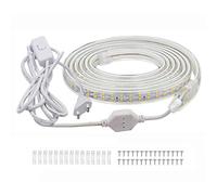 FOLGEMIR Ruban à LED avec interrupteur 15m Blanc Chaud, Bande de 2835 SMD 180 LEDs/m, 220V 230V strip, éclairage très lumineux, IP65 étanche pour jardin fête mariage