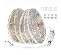 FOLGEMIR Ruban à LED avec interrupteur 15m Blanc Chaud, Bande Lumineuse 220V 230V, 60 LEDs/m strip, étanche IP65