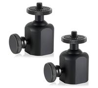 Folgtek Lot de 2 mini rotules pour trépied avec adaptateur de sabot de flash 1/4, rotation à 360° avec adaptateur Hot Shoe pour appareil photo, moniteur LCD, microphone, lumière LED, etc. (noir x 2)