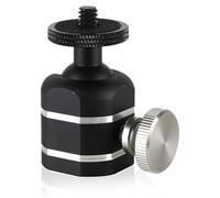 Folgtek Mini tête sphérique pour trépied avec adaptateur de sabot de flash 1/4, tête de balle rotative à 360° avec adaptateur Hot Shoe pour appareil photo, moniteur LCD, microphone, lumière LED, etc