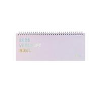 folia 061 - Calendrier de bureau 2026, env. 28,7 x 11,9 cm, aux couleurs de l'arc-en-ciel, 2 pages par semaine, de bureau avec reliure spirale