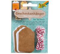 Folia 12002 Gift Tags with Cord, Natural and White Classic long, natural and whi