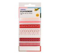 folia 12021 - Mélange de Rubans de Tissu Rosy Love avec 6 Rubans différents dans Les Couleurs Rouge, Blanc et Rose, kit de Bricolage pour décorer et Personnaliser