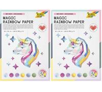 folia 12049 - Magic Rainbow Paper Bloc, 12 Feuilles de Papier de Bricolage irisé 24 x 34 cm, 120 & 250 g/m², Blanc (Lot de 2)