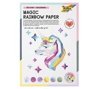 folia 12049 - Magic Rainbow Paper Bloc, 12 Feuilles de Papier de Bricolage irisé 24 x 34 cm, 120 & 250 g/m².