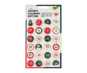 Folia 1209 - Boutons de Calendrier de l'Avent avec Chiffres à Fixer sur des Sacs en Toile de Jute ou Sacs Cadeaux de 1 à 24 avec épingle, pour numéroter des Cadeaux et des sachets