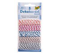 Folia 12210 Cordon décoratif Classique 5 Couleurs Assorties 5 m chacune - Ficelle pour décoration de travaux manuels, travaux manuels et Petits Cadeaux Multicolore 20 m, Coloré