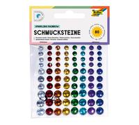 Folia Pierres décoratives autocollantes Bringmann 12306 Arc-en-ciel scintillantes 80 pièces