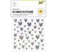 folia 12312-Pierres décoratives Hearts Pierres Scintillantes en Forme de cœur en 5 Couleurs Pastel, 3 Tailles, Autocollants, pour décorer et orner, Plastic, Multicolor, 54 Pieces