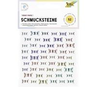 folia 12318 - Pierres décoratives BOWS PASTEL, 52 pierres scintillantes en forme de boucle en 5 couleurs pastel, autocollants en 3 tailles, autocollants, pour décorer et orner