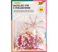 folia 12520 Kit de Bricolage pour 5 étoiles en Perles Rouge/doré/Blanc Perle Idéal comme décoration de Noël