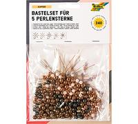 folia 12560 Kit de Bricolage pour 5 étoiles en Perles cuivrées Bronze/Blanc/Gris 340 pièces Idéal comme décoration de Noël