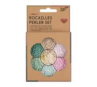 folia 12908 - Set de perles de rocaille avec fil de nylon, fermoirs, anneaux et perles de verre en couleurs pastel, pour la fabrication et la création de bijoux
