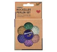 folia 12912 - Set de Bricolage de Perles de rocaille Mermaid, avec env. 90 g de Perles en 7 Couleurs, Fil de Nylon et fermoirs - pour créer des Bijoux, des Animaux en Perles et des Accessoires
