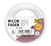 folia 12930 - Fil de nylon sur bobine, transparent, env 0,3 mm x 100 m, capacité de charge 2,5 kg, fil à peine visible, idéal pour mobiles, bijoux, décoration