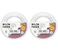 folia 12930 - Fil de Nylon sur Bobine, Transparent, env 0,3 mm x 100 m, capacité de Charge 2,5 kg, Fil à Peine Visible, idéal pour Mobiles, Bijoux, décoration (Lot de 2)