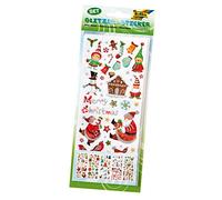 Folia 1412 - Lot de 5 Feuilles d'autocollants à Paillettes de Noël, Environ 10 x 23 cm, Motifs Assortis - Idéal pour décorer des Cartes de vœux, des travaux manuels et du Scrapbooking