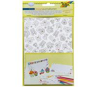 folia 14901 Lot de 4 cartes à colorier Motif anniversaire Multicolore 10,5 x 14,5 cm