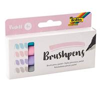 folia 1729 Lot de 4 stylos pinceaux à pointe flexible, largeur de trait env. 1-7 mm, à base d'eau, couleurs rose, bleu pastel, lilas et gris