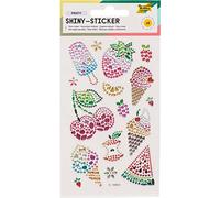 folia 18303 - Shiny Sticker, Fruity, 16 autocollants en strass colorés, différents motifs, facile à retirer du film
