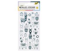 folia 19603 - Lot de 24 autocollants métalliques III avec motifs lama et cactus, idéal pour décorer des cartes de vœux, des travaux manuels et le scrapbooking, multicolore, Coloré