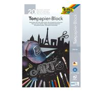 folia 197 - Coloured Paper Pad, Black Drawing Paper, DIN A4, 20 Sheets 130 g/m²,