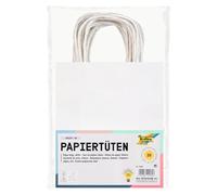 folia 21800 - Lot de 20 sacs en papier kraft - 18 x 8 x 21 cm - Blanc - Pour bricoler, décorer et offrir