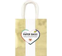 folia 21869-Paper Bags GOLD M, 20 sacs en papier kraft 110 g/m² doré, env. 18 x 21 x 8 cm, pour bricoler, décorer et offrir, 21869
