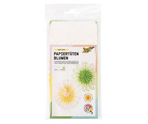 folia 21912 - Fleurs en Papier Daisy Love, kit de Bricolage pour 2 Fleurs en Papier, 17 Cornets de Chaque Couleur (Blanc et Menthe), cordelette Incluse