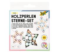Kit Etoiles en perles en bois PASTEL, 161 pièces