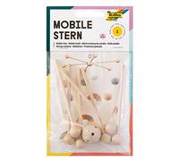 Folia 2280 Étoile Mobile en Bois à 6 Branches à emboîter, avec Crochet en métal pour Suspendre, diamètre env. 22 cm, idéale pour Les Mobiles personnalisés