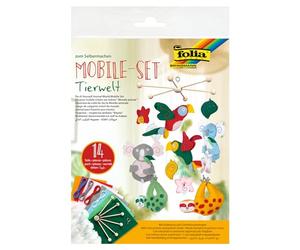 folia 22869 - Kit Mobile à Faire soi-même avec 14 pièces, Instructions (français Non Garanti) et Planche de patrons - Kit Complet pour créer Un Mobile - Moyen, Monde Animal.