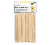 folia 2287 - Lot de 50 bâtonnets en bois naturel, env. 11,4 x 1 x 0,2 cm, avec extrémités arrondies, idéales pour décorer, bricoler ou apprendre des chiffres