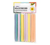 folia 2288 - Lot de 50 bâtonnets en bois pastel - Environ 11,4 x 1 x 0,2 cm - 6 couleurs différentes - Avec extrémités arrondies - Idéal pour décorer, bricoler ou apprendre les chiffres - Multicolore