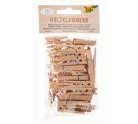 Folia 2294 Wooden Pegs Natural Pack of 48 Assorted in 3 Sizes Colourful