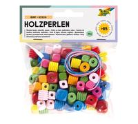 Folia 2298 - Holzperlen, eckig, 88 Stück, bunt sortiert