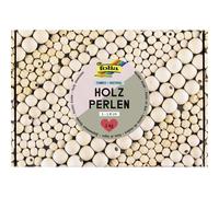 folia 22991 - Perles en bois JUMBO NATURAL, 1kg perles de bricolage en bois à l'aspect naturel, env. 2200 boules en bois avec Ø 1-1,8 cm