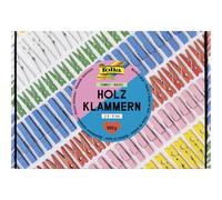 folia 22995 - Agrafes en bois JUMBO BASIC, 500g d'agrafes de bricolage en bois en 6 couleurs, env. 400 pièces en 2,5-5 cm