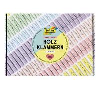 folia 22996 - Agrafes en bois JUMBO PASTEL, 500g d'agrafes de bricolage en bois en 6 couleurs pastel, env. 400 pièces en 2,5-5 cm