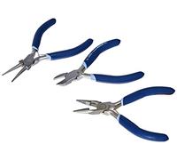 folia 23005 Lot de 3 pinces à bijoux en acier inoxydable avec pince coupante latérale et pince ronde 11,4 cm