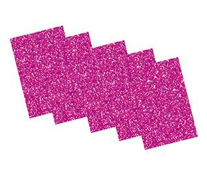 folia 231923 Lot de 5 Feuilles de Caoutchouc Mousse pailletée Autocollantes d'un côté Rose 20 x 29 cm Épaisseur env. 2 mm pour décorer, bricoler et créer des Autocollants