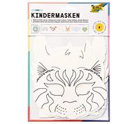 Folia 23209 Lot de 6 masques pour enfants en carton Motifs assortis Blanc À peindre et à décorer soi-même Pour les enfants garçons et les filles Idéal pour les anniversaires d'enfants et les fêtes