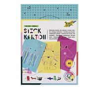 folia 2349 - Carton à Broder Animals, 300g / m², imprimé Blanc, 17,5 x 24,5 cm, 40 Feuilles, 8 Motifs - idéal pour Les Exercices de Broderie